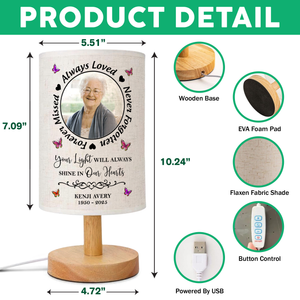 Custom Photo Always In Our Thoughts Memorial Fabric Lamp HA75 892358