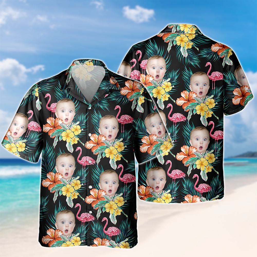 Custom Funny Photo Kid Flamingo Hawai Shirt Summer Gift, Family Gift HA75 892450