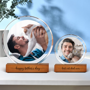 Custom Dog Cat Photo Round Acrylic Frame Block Father's Day Gift For Dad HA75 892438