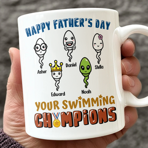 Happy Father's Day Your Swimming Champion Personalized White Mug Funny Father's Day Gift CH07 895360