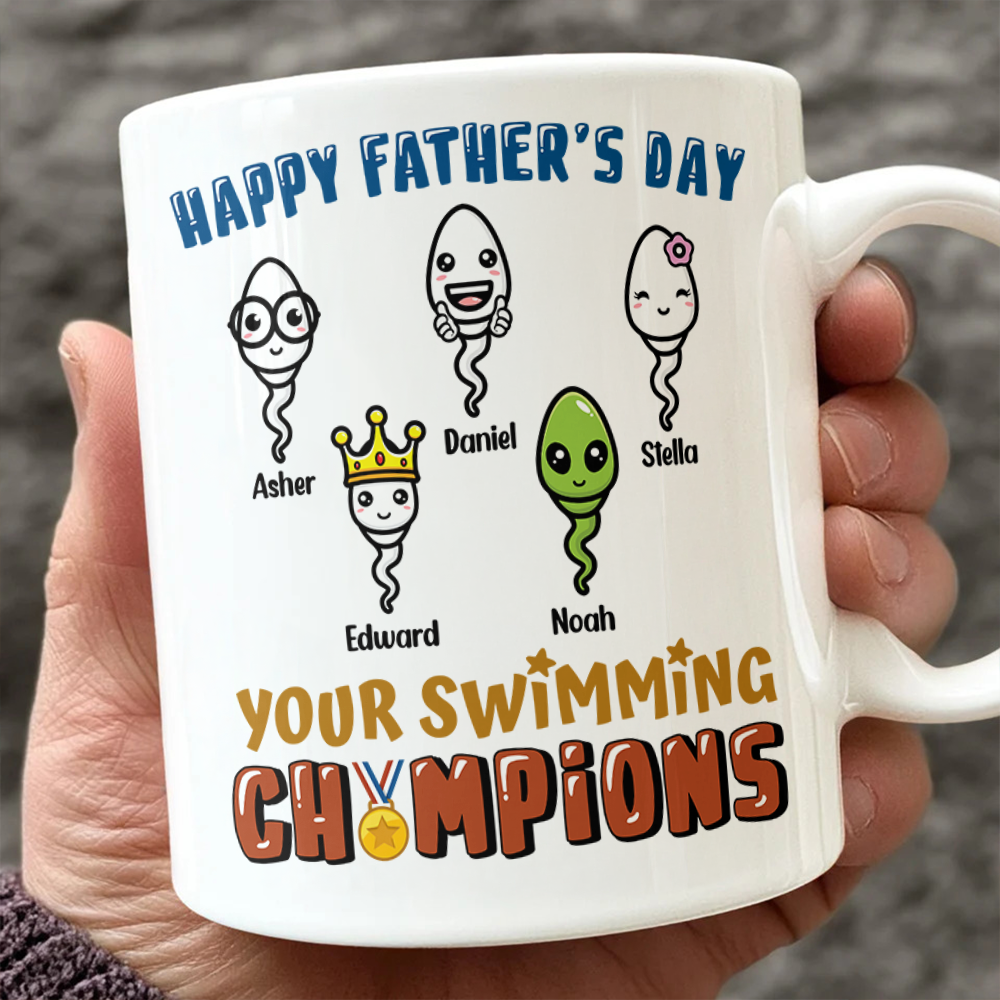 Happy Father's Day Your Swimming Champion Personalized White Mug Funny Father's Day Gift CH07 895360