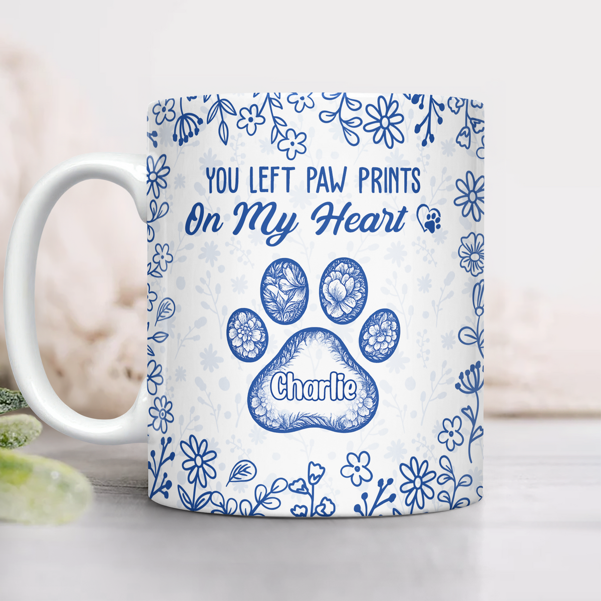 You Left Paw Prints On My Heart - Personalized Memorial Mug For Dog And Cat Lovers CH07 896996