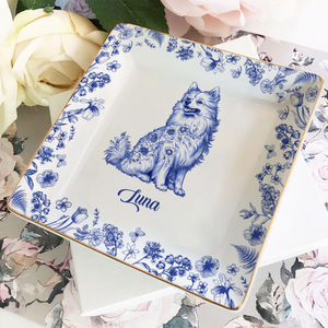 Custom Dog Breeds Chinoiserie Toile De Jouy Style - Personalized Jewelry Dish HA75 892704
