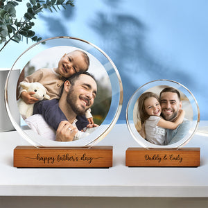 Custom Dad & Kid Photo Round Acrylic Frame Block Father's Day Gift For Dad HA75 892378