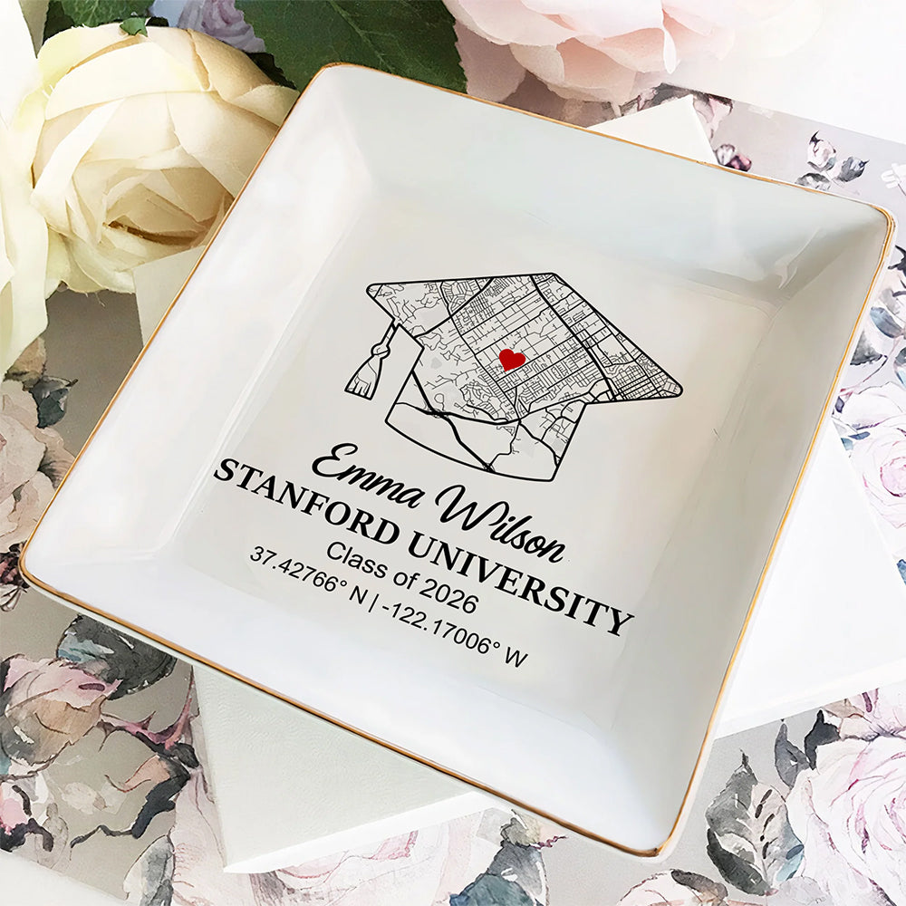 Custom Map Jewelry Dish Personalized Graduation Gift HO82 901614