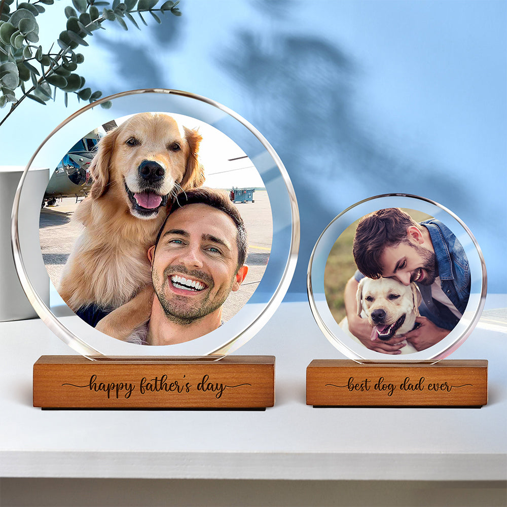 Custom Dog Cat Photo Round Acrylic Frame Block Father's Day Gift For Dad HA75 892438