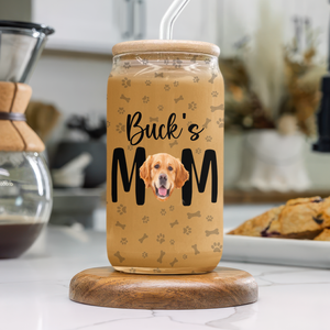 Custom Photo Dog Mom Personalized Glass Can With Lid Gift For Dog Lovers CH07 895526