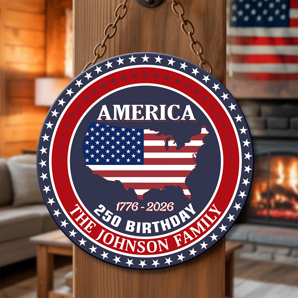 Custom Name America 250 Birthday 1776-2026 Personalized Door Sign HA75 898482