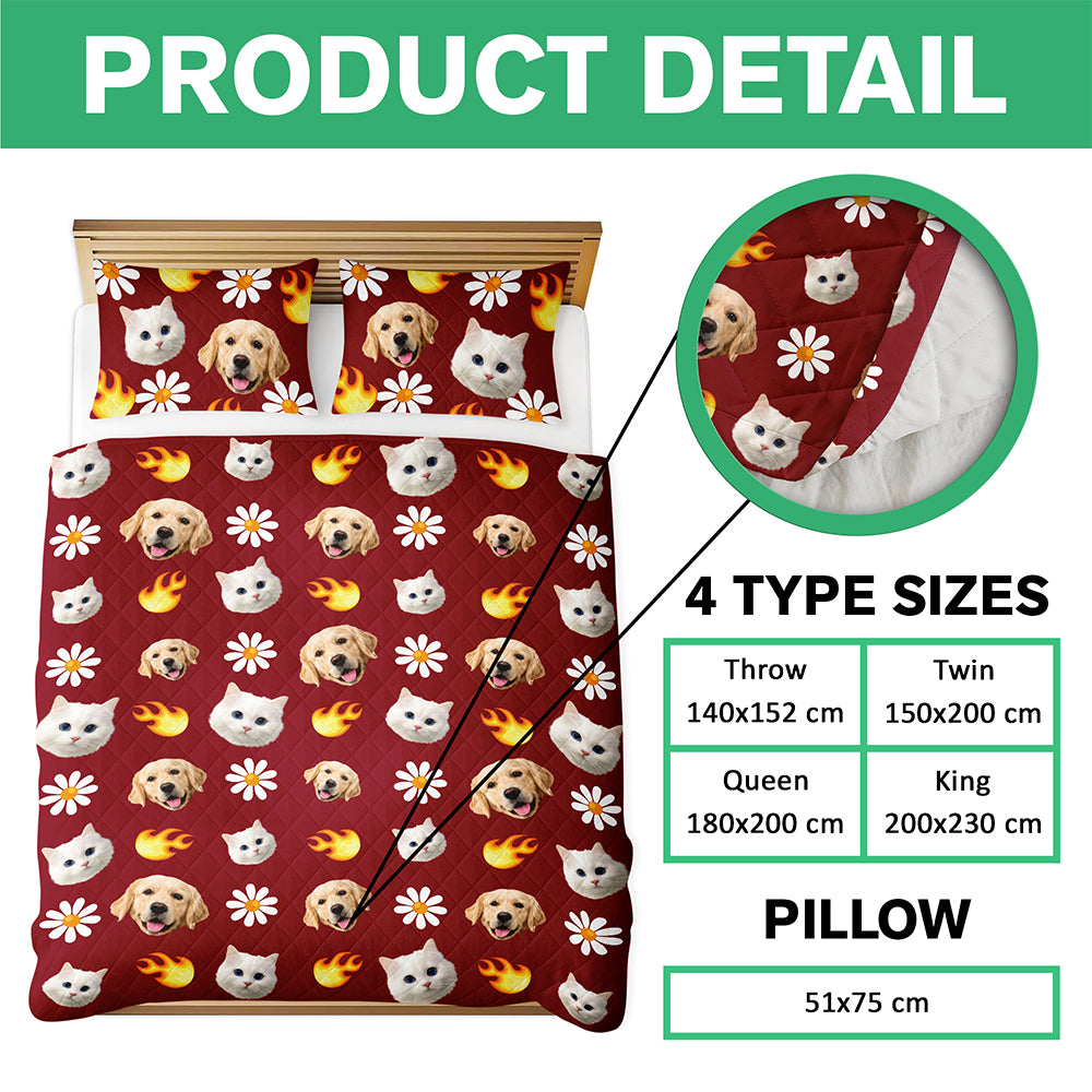 Custom Pet Photo Accessories Pattern Dog Cat Quilt Bedding Set HO82 900490