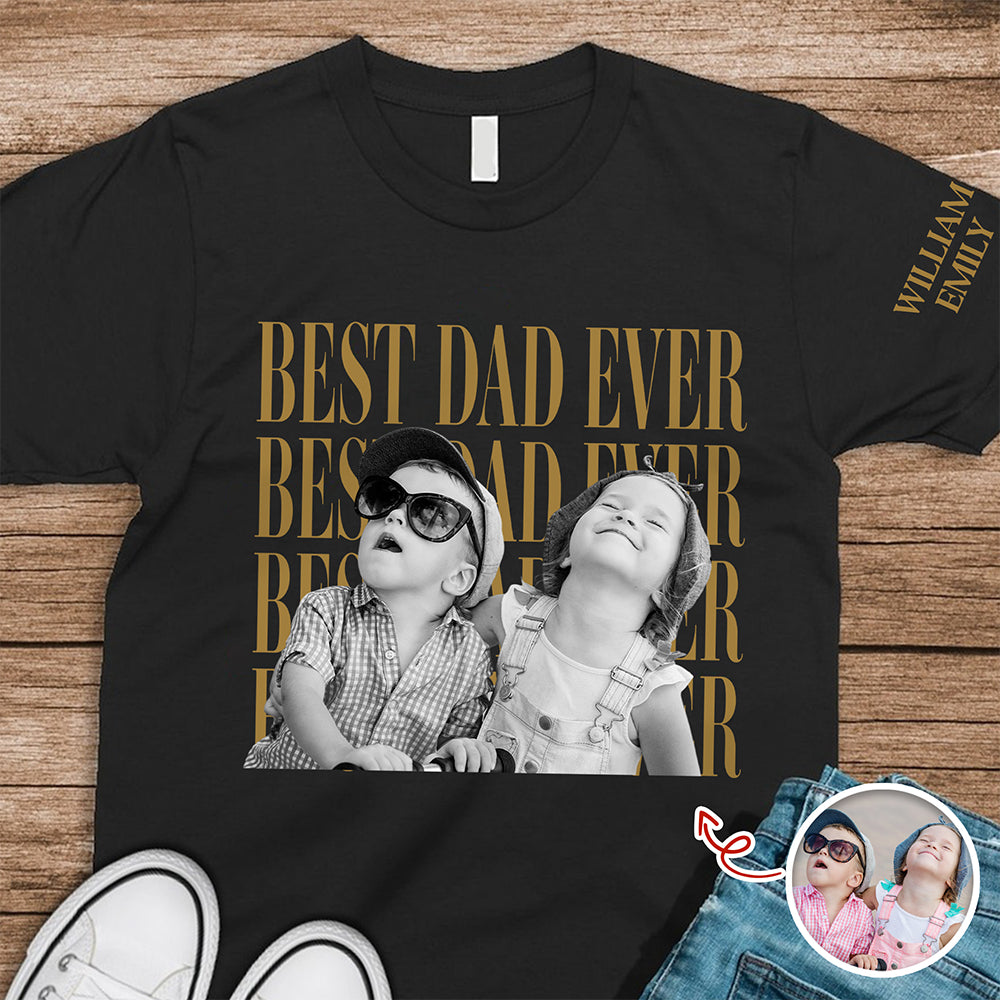 Personalized Vintage Photo Best Dad Mom Ever Short Sleeve Print Shirt HA75 921588