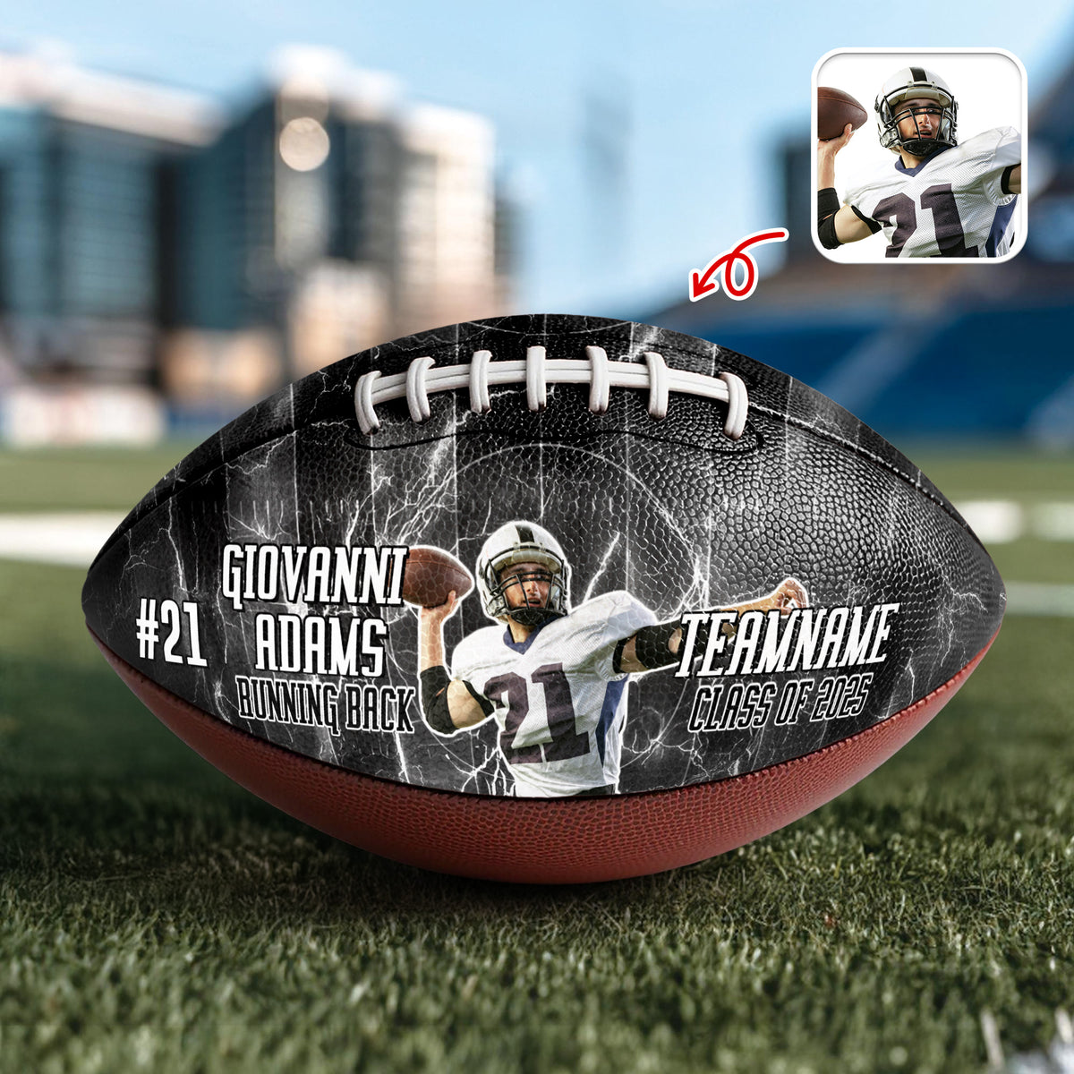 Custom Football Player Photo Football Ball Class of 2025 Football Team Gifts CH07 899592