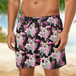 Custom Funny Photo Dog Flamingo Beach Short Summer Gift For Dog Lovers HA75 892454