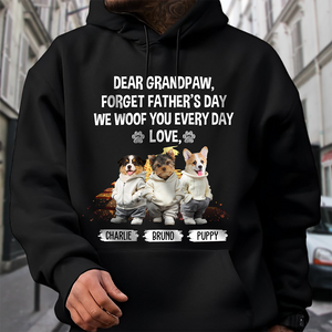 Custom Face Photo I Woof You Grandpaw Dark Sweatshirt For Dog Lovers HO82 893504