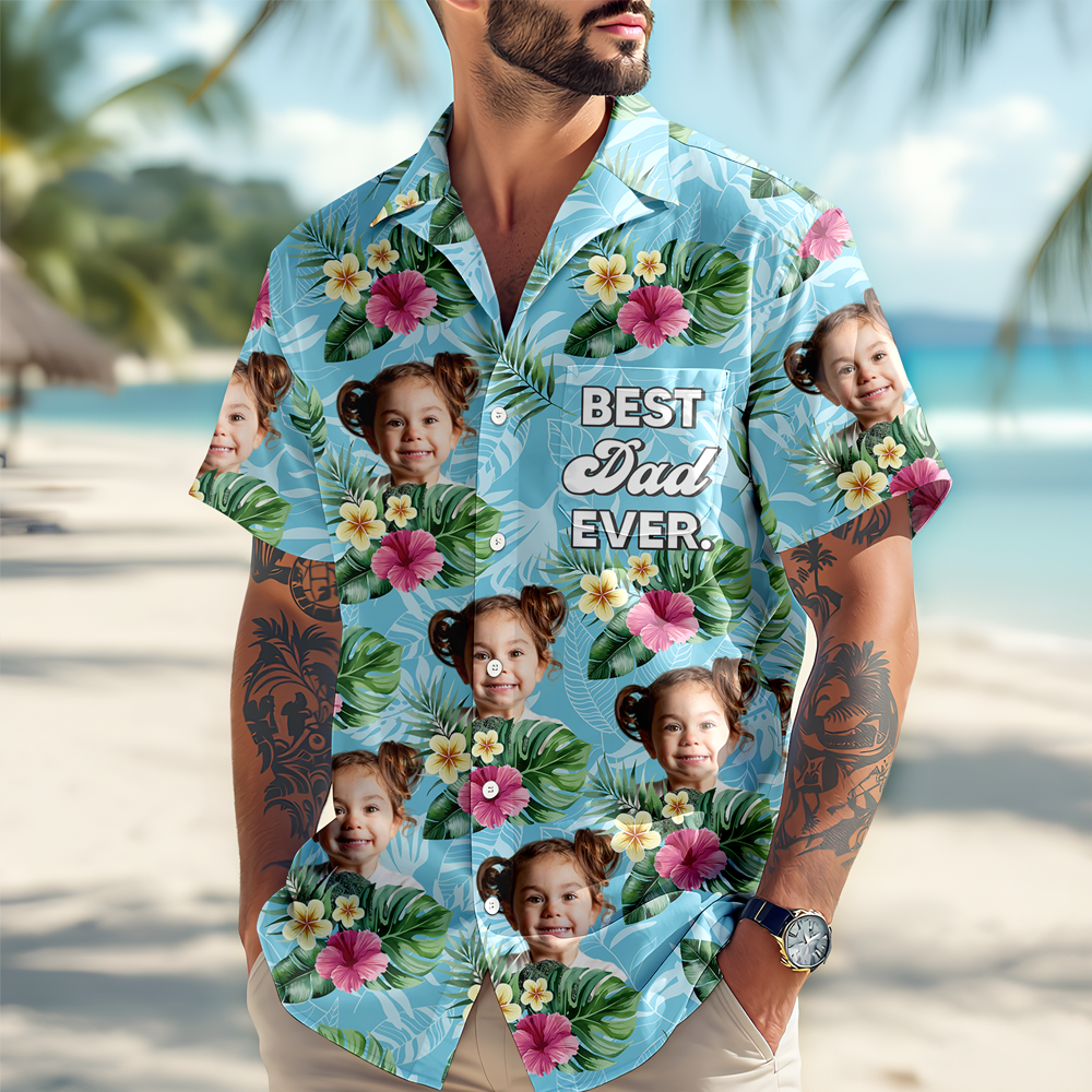 Custom Kid Photo Best Dad Ever Hawaiian Shirt CH07 896062