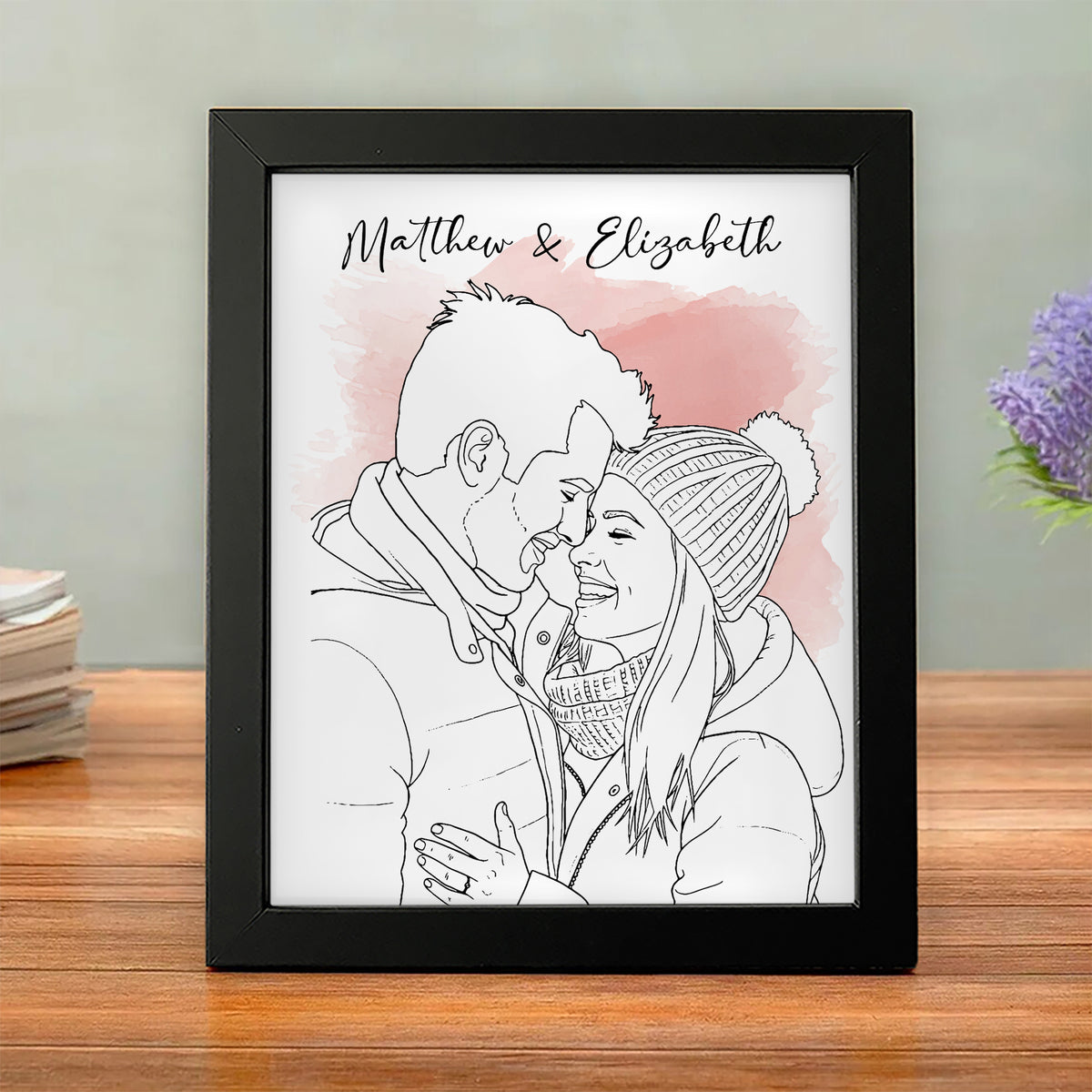 Custom Photo Line Drawing - Personalized Picture Frame Gift For Boyfriend, Girlfriend CH07 899120
