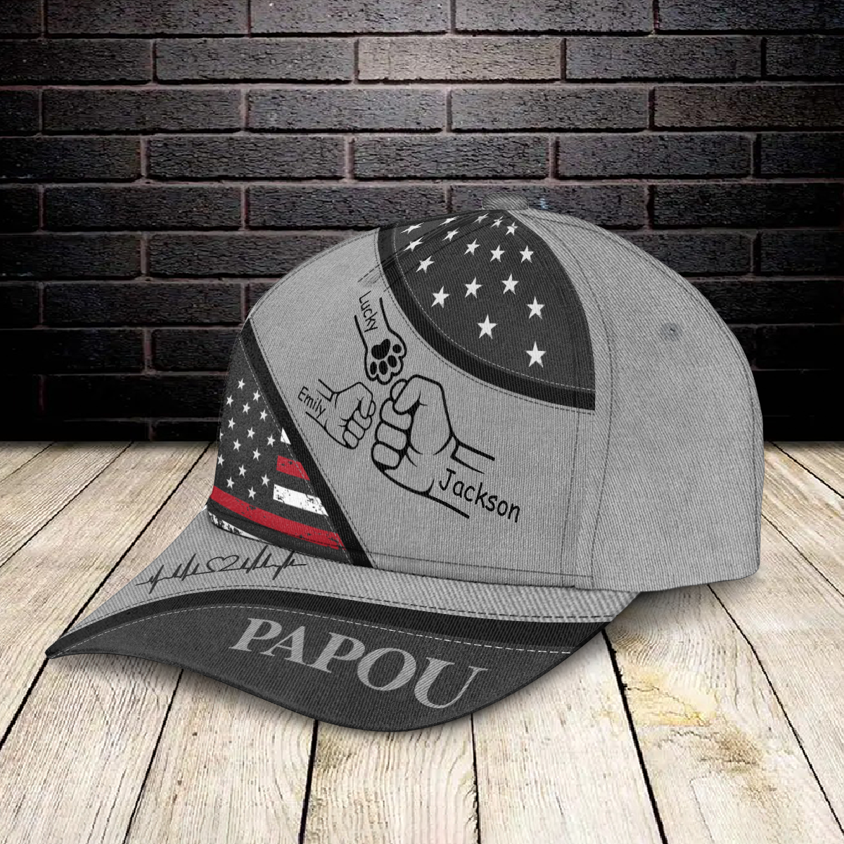 Custom Hands Dad with Kid American Flag Trucker Classic Cap LM32 893489