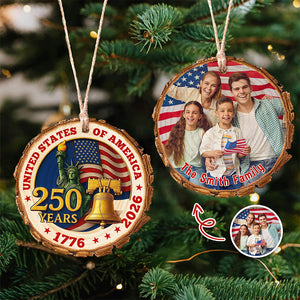 Custom Family Photo United States of America 250 Years Wood Slice Ornament HO82 900126