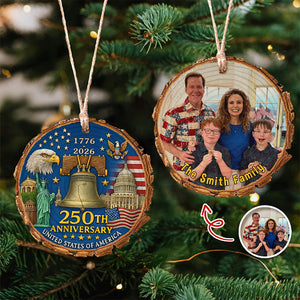 Custom Family Photo America 250th Anniversary 1776-2026 Wood Slice Ornament HO82 900172
