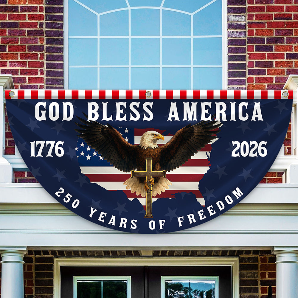 God Bless America 1776-2026 250 Years Of Freedom Eagle Non-Pleated Fan Flag HO82 902770