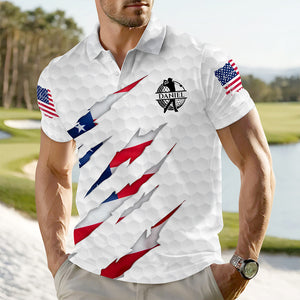Personalized Golf Ball Pattern With America Flag Polo Shirt Gift For Golfer, Golf Lovers HO82 900806