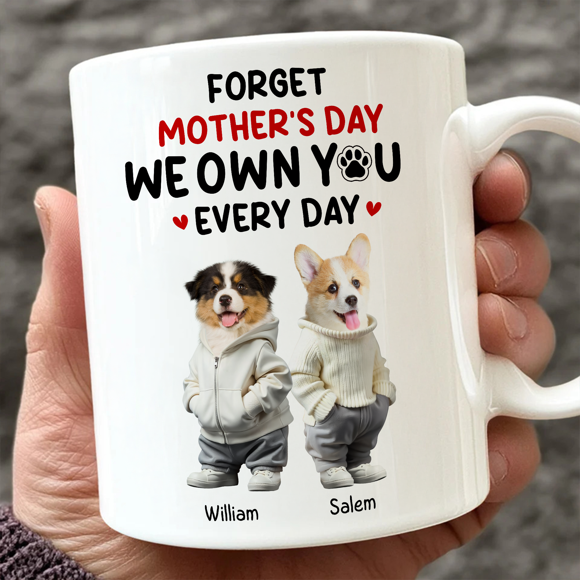 Custom Photo Forget Mother's Day We Own You Everyday Personalized White Mug Funny Gift For Dog Lovers Cat Lovers CH07 895266