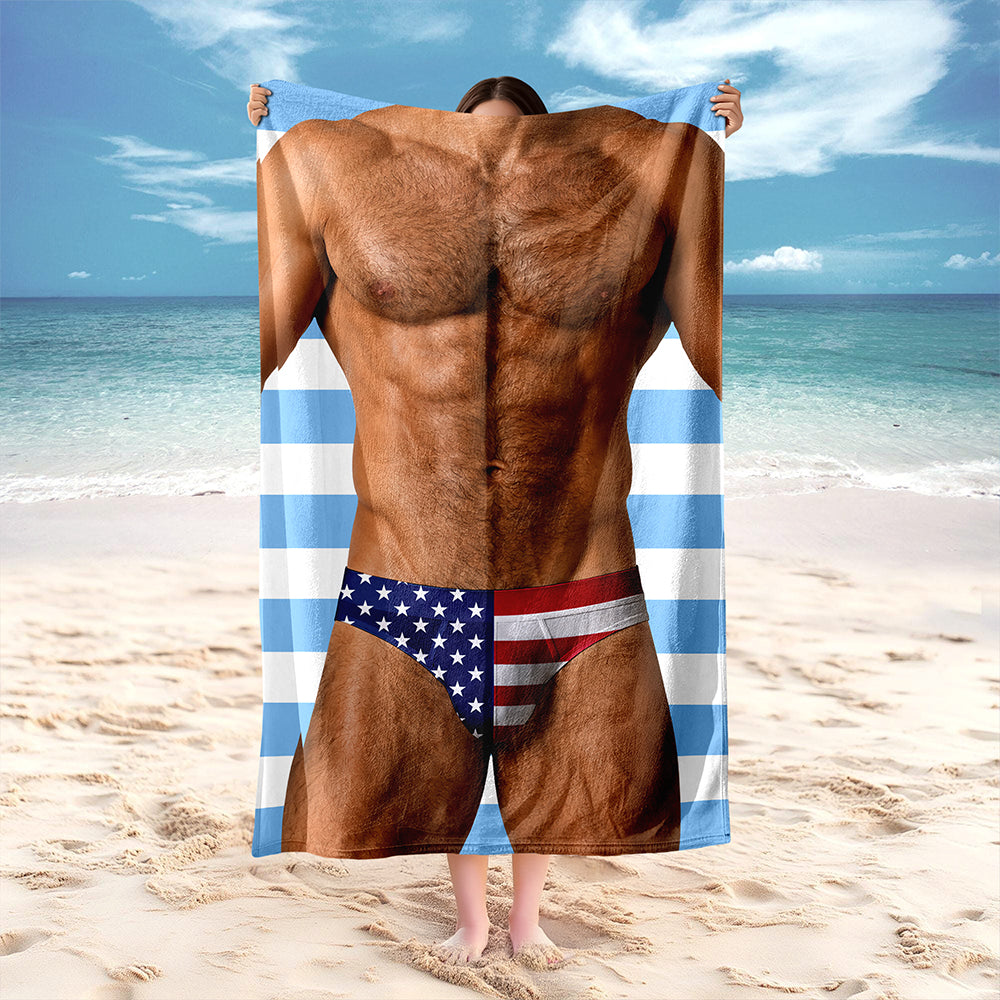 Personalized Funny Muscle Body American Flag Underwear Beach Towel HA75 921852