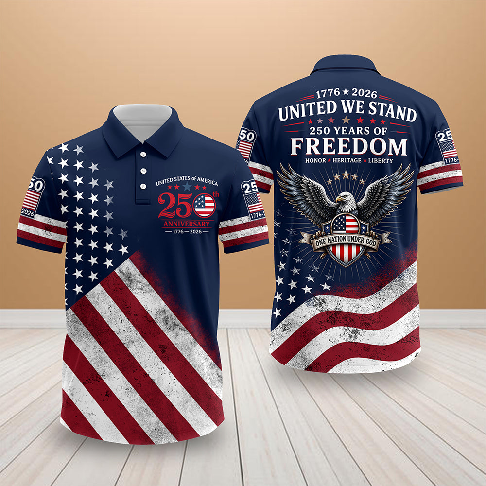 United Stated Of America Anniversary 250th 1776–2026 Anniversary Patriotic Polo Shirt HO82 902788