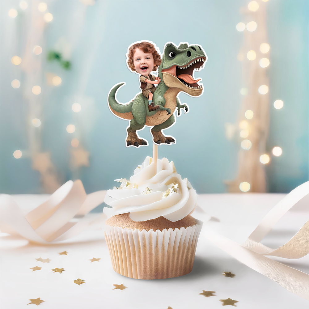 Custom Dinosaur Face Cupcake Toppers Dinosaur Birthday Decor HA75 892102