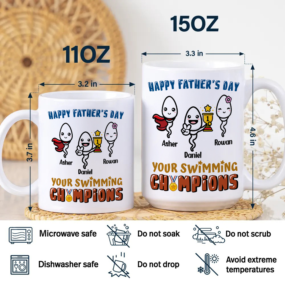 Happy Father's Day Your Swimming Champion Personalized White Mug Funny Father's Day Gift CH07 895360