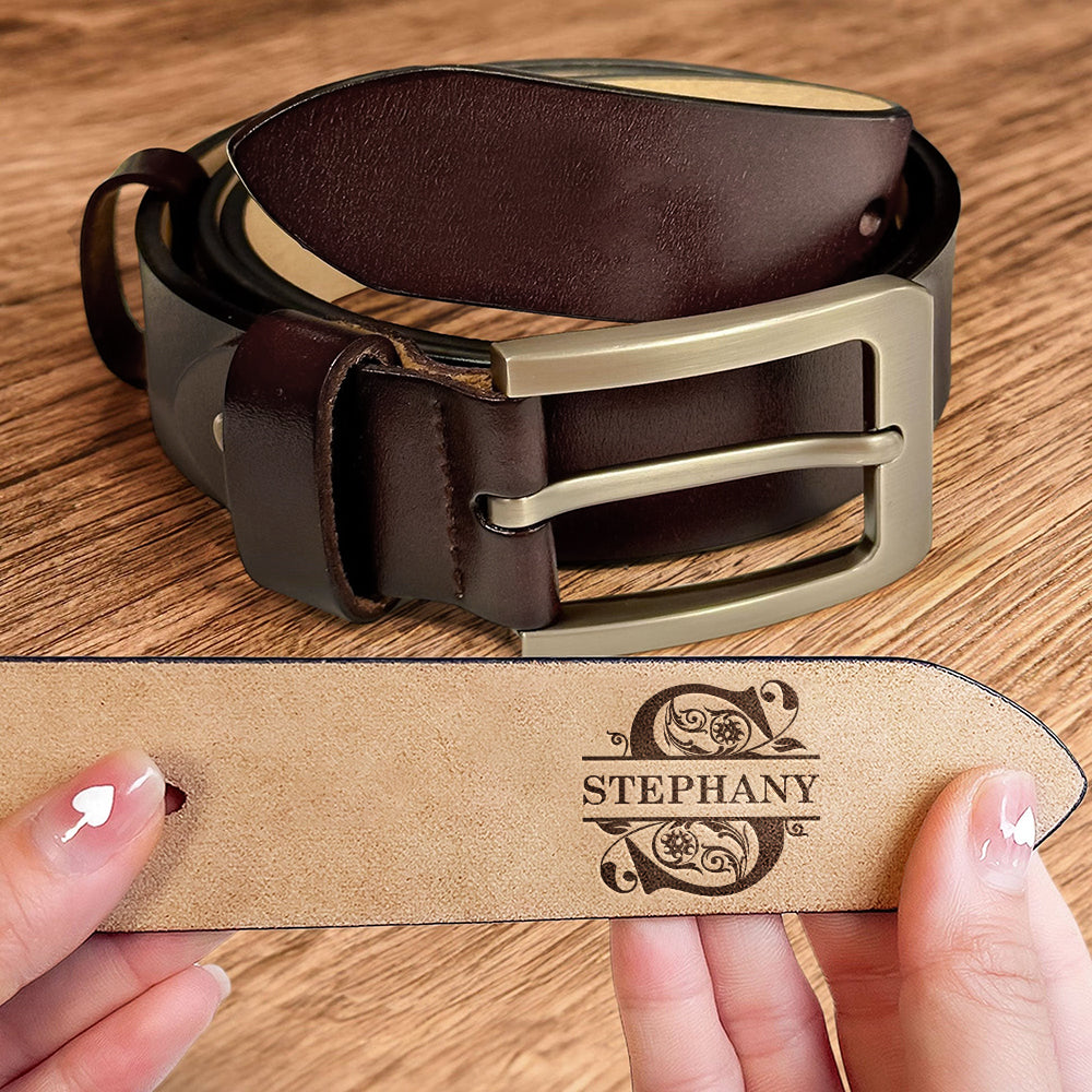 Personalized Name Engraved Leather Belt, Gift For Boyfriend, Husband, Golfer, Unique Golf Enthusiast Gift HO82 900848