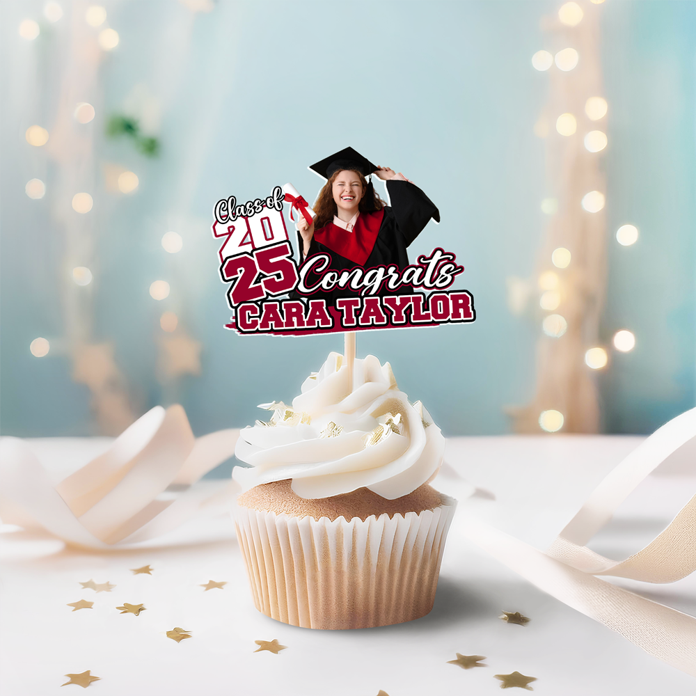 Custom Funny Face Congrats Graduation Party Decoration Cupcake Toppers LM32 893195