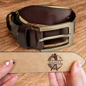 Personalized Engraved Leather Belt, Gift For Boyfriend, Husband, Golfer, Unique Golf Enthusiast Gift HO82 900846