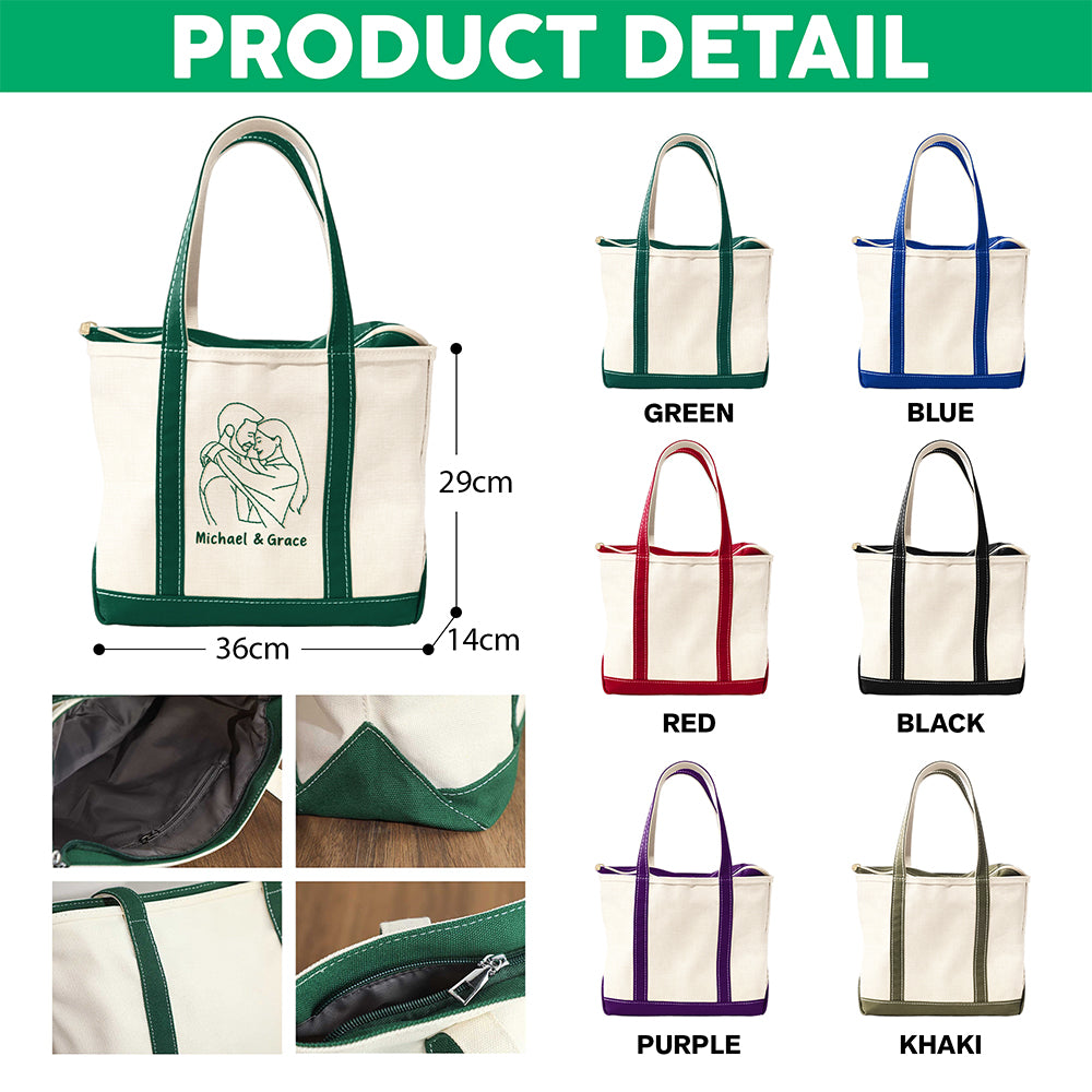 Custom Couple Photo Embroidered Monogram Beach Bag HO82 894248