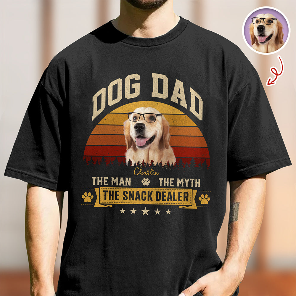 Custom Photo Dog Dad The Man The Myth The Snack Dealer Dark Shirt HO82 902504