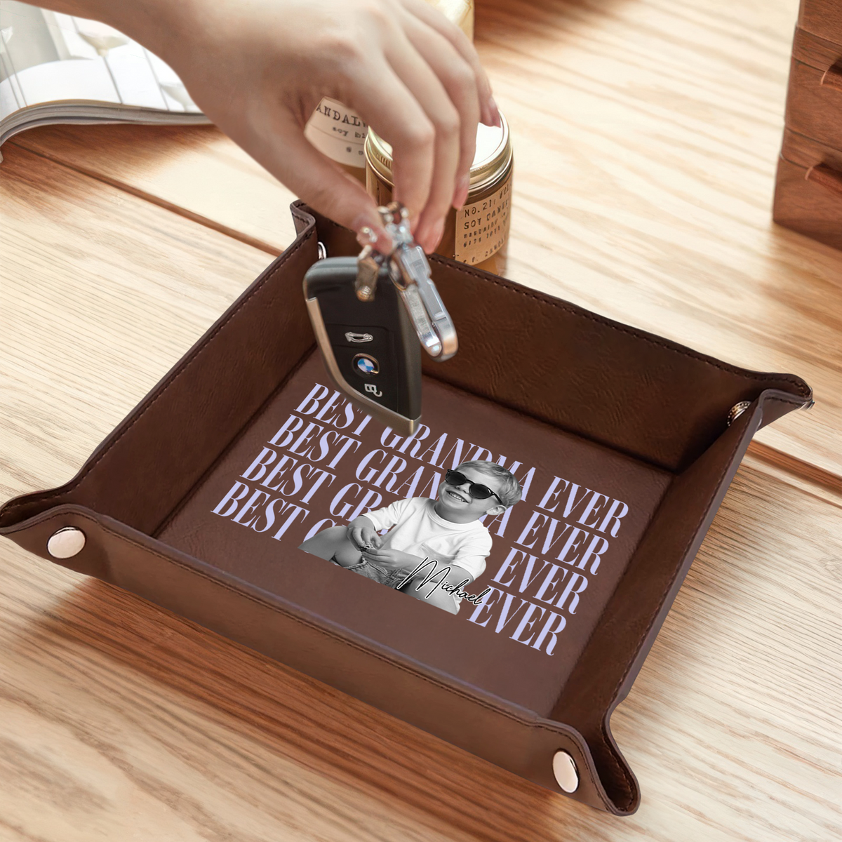 Personalized Vintage Photo Best Dad Mom Ever Valet Tray - Father’s Day Gift LM32 669057