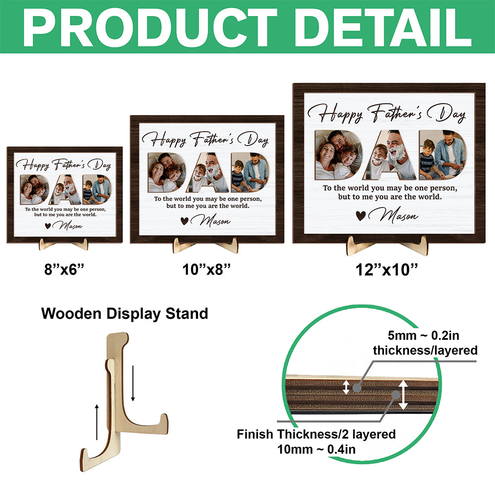 Upload Photo Happy Father's Day 2-Layered Wooden Plaque With Stand HA75 892516