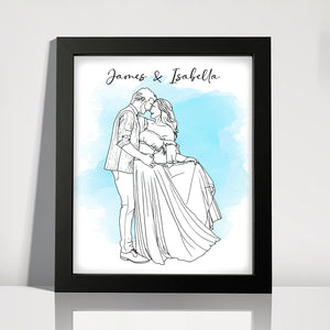 Custom Photo Line Drawing - Personalized Picture Frame Gift For Boyfriend, Girlfriend CH07 899120