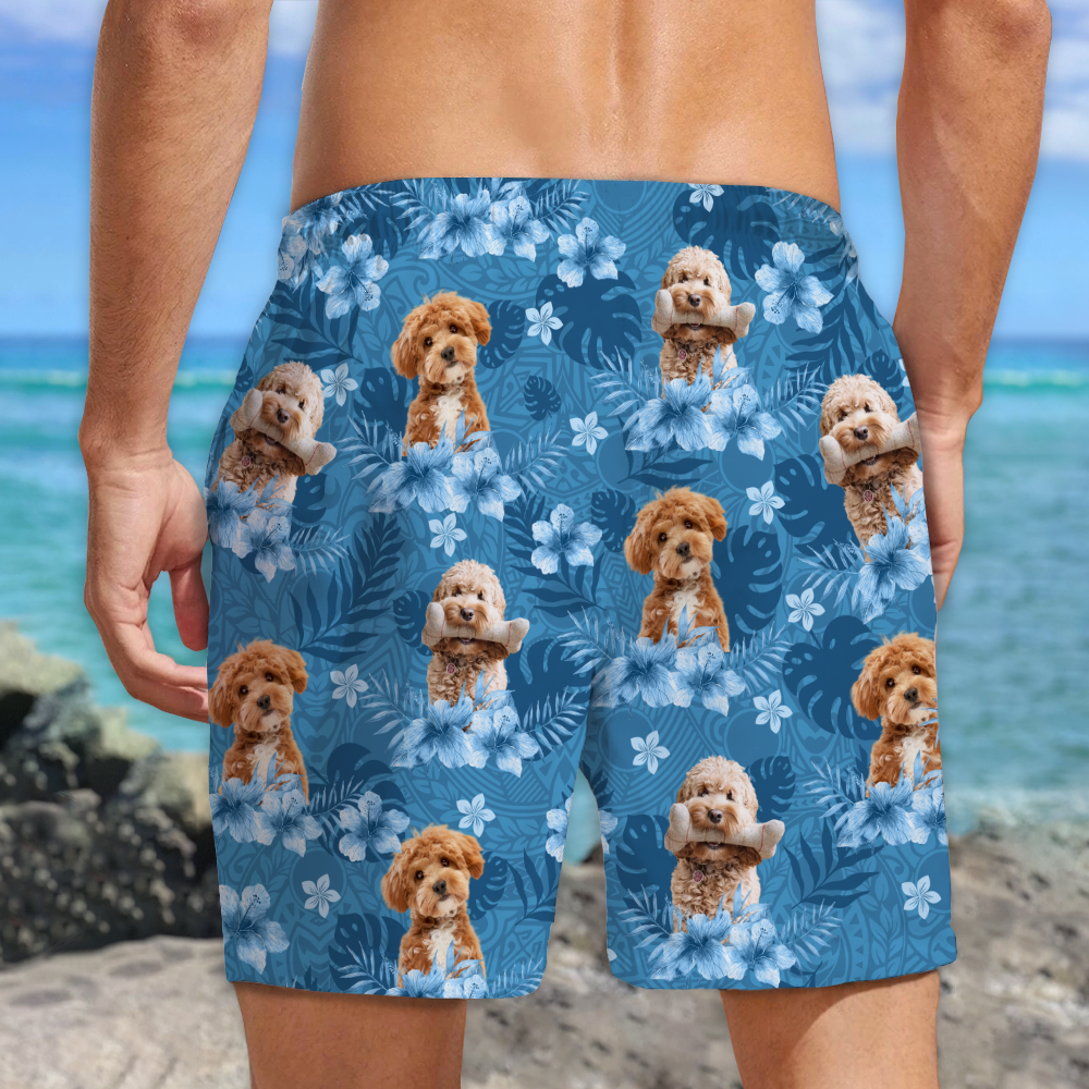 Custom Photo Dog Lovers Summer Tropical Vibe - Personalized Beach Short LM32 893687
