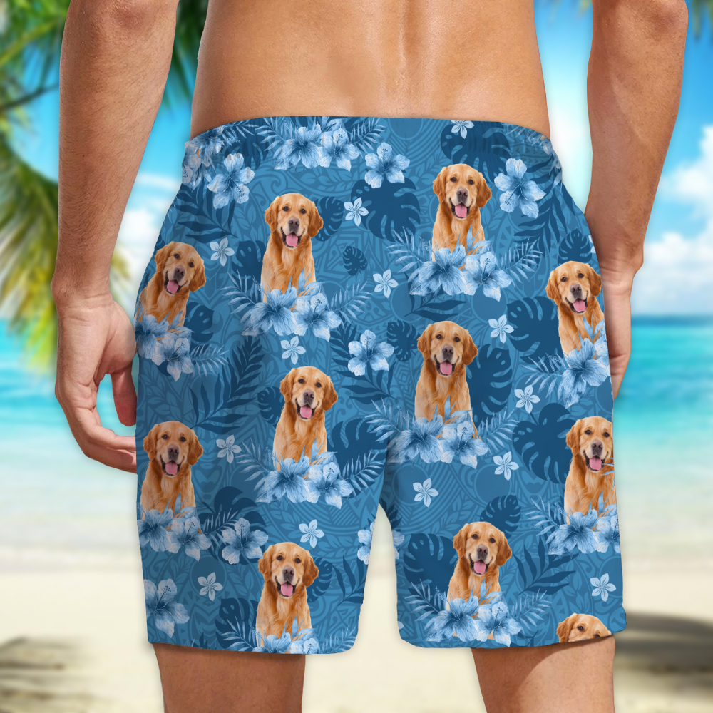 Custom Photo Dog Lovers Summer Tropical Vibe - Personalized Beach Short LM32 893687