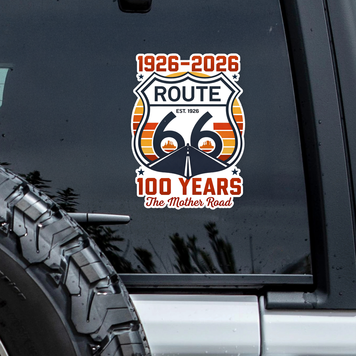 1926-2026 Route US 66 100 Years The Mother Road Car Window Decal Sticker For Car Lover TH10 898441