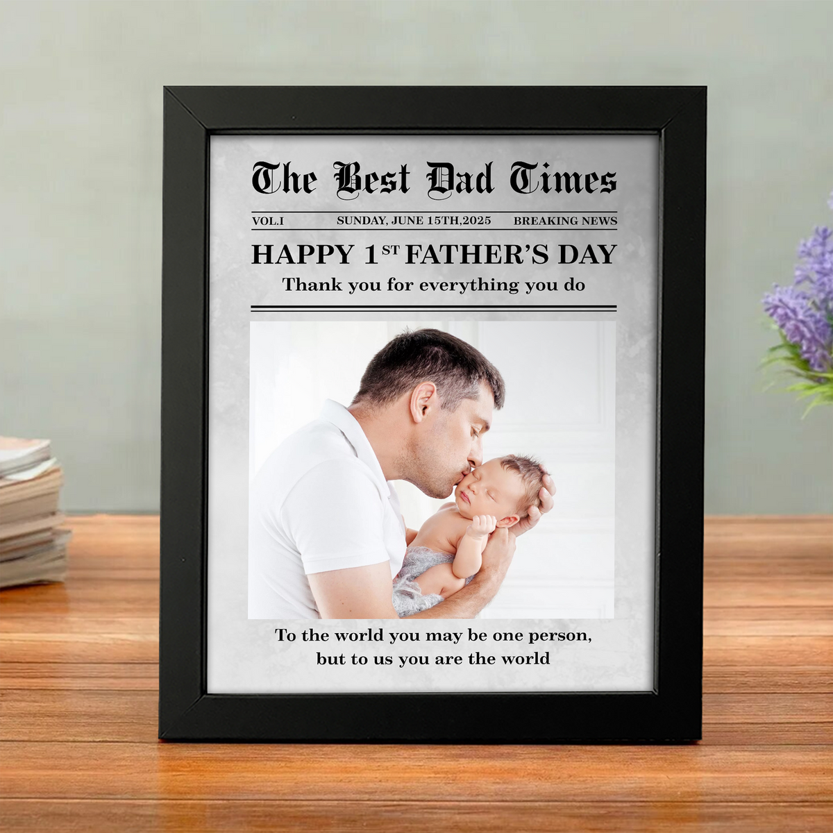 Custom Photo First Father's Day Newspaper Picture Frame LM32 893481