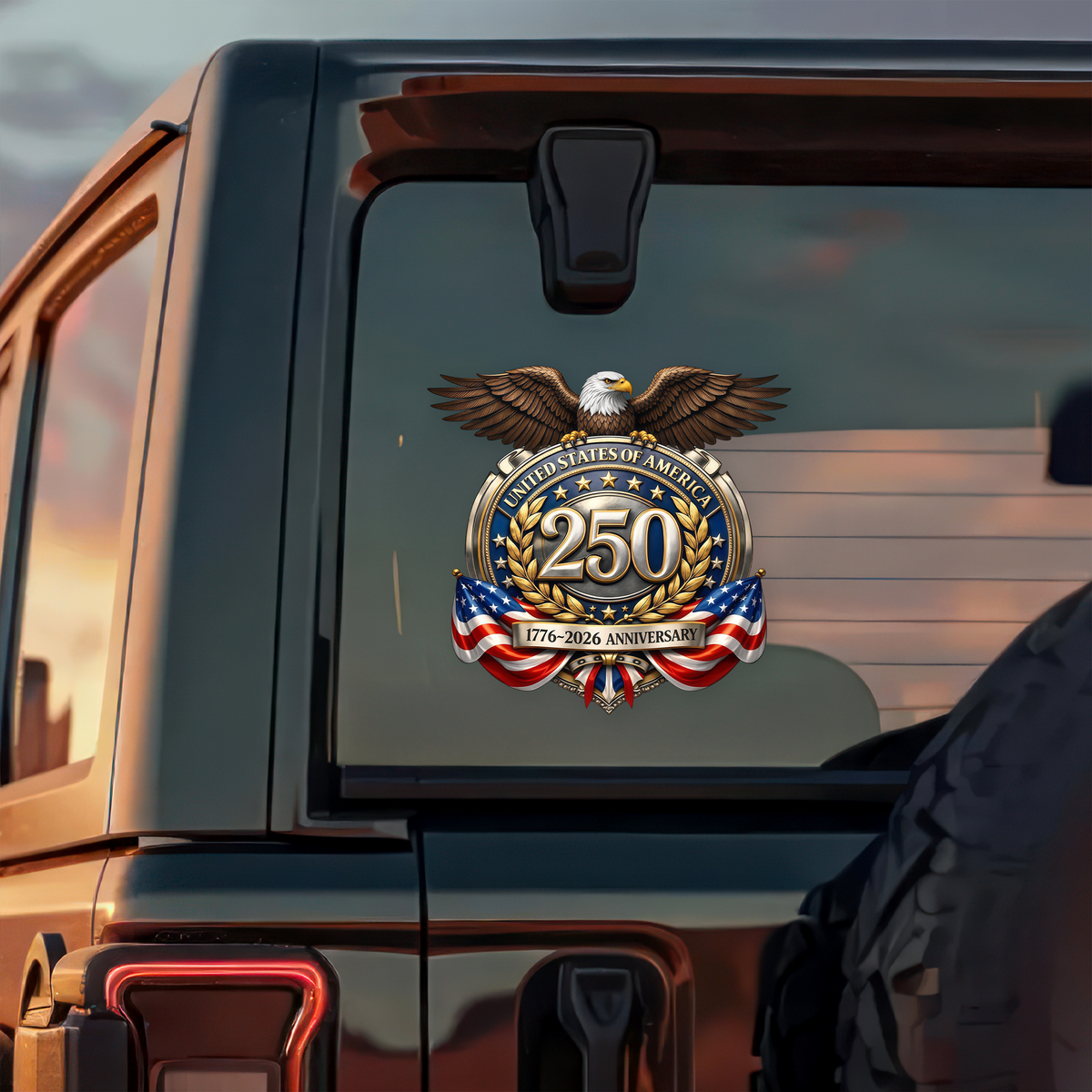 United States of America 1776–2026 Patriotic Eagle Emblem Car Window Decal Sticker CH07 910772