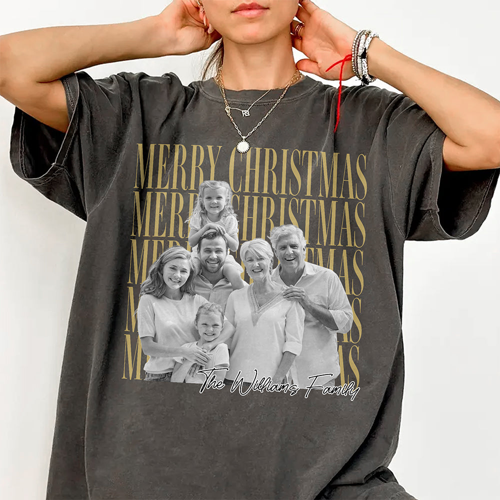 Personalized Vintage Photo Merry Christmas Comfort Shirt, Custom Family Holiday Gift HA75 922114