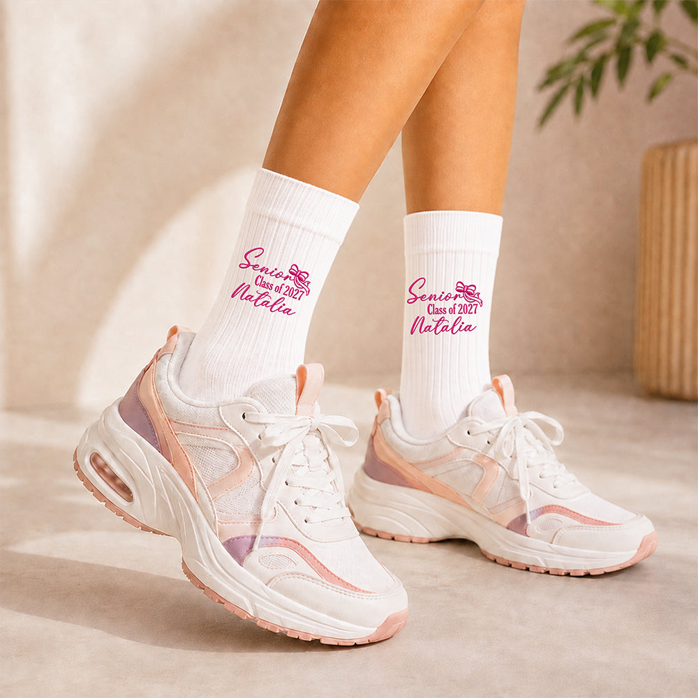 Personalized Name Senior - Class of 2027 Embroidered Socks HA75 922094