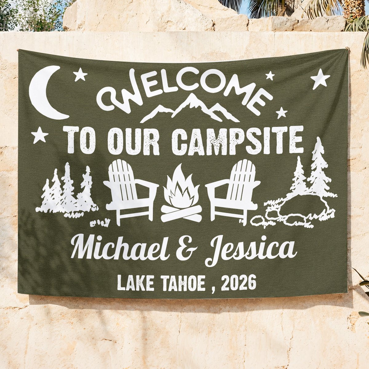 Personalized Welcome To Our Campsite Camping Tapestry, Gift For Camping Lovers HO82 903072