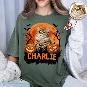 Custom Halloween Cat Photo Comfort Shirt Spooky Season Shirt Cat Lovers Halloween Gift CH07 899622
