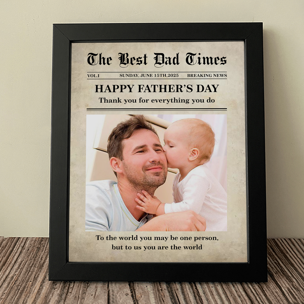 Custom Photo First Father's Day Newspaper Picture Frame LM32 893481