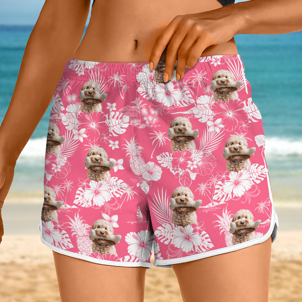 Custom Photo Aloha Hawaiian Dog Women's Beach Short For Summer LM32 893515