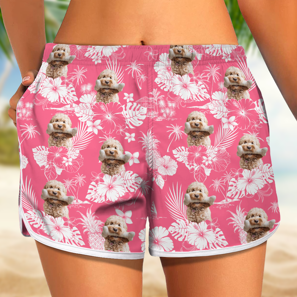 Custom Photo Aloha Hawaiian Dog Women's Beach Short For Summer LM32 893515