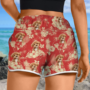 Custom Photo Aloha Hawaiian Dog Women's Beach Short For Summer LM32 893515